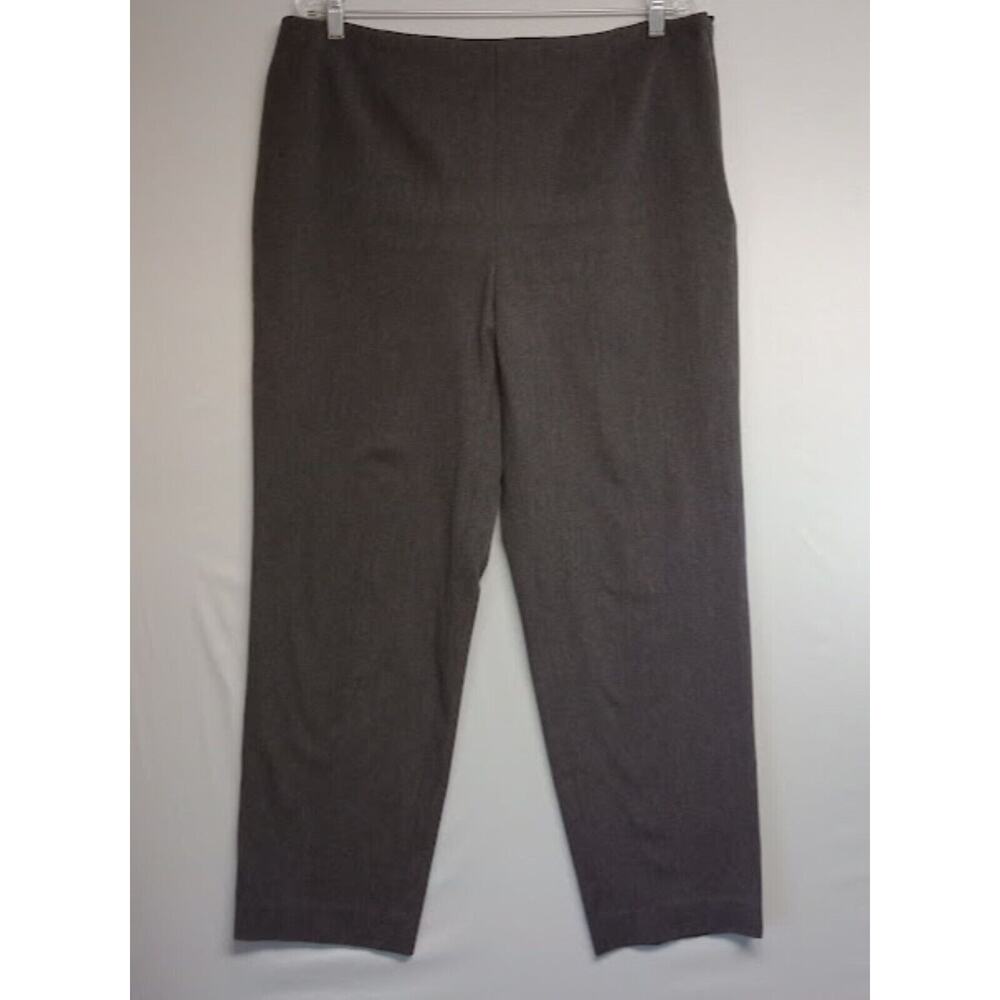 Talbots Dress Pants 16 Gray Stretch Straight Leg Side Zip Pull On Office Casual